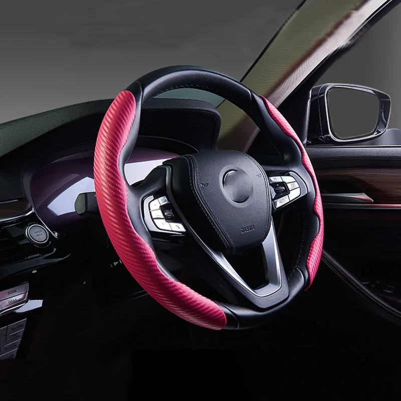 1 чифт, червено, изработени от въглеродни влакна, универсална капачка усилвател на волана на колата, нескользящая, аксесоари за декориране на интериор на автомобил