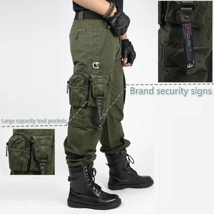 2023 тактически панталони с джобове, и черни мъжки панталони, модерни памучни тактически мъжки панталони в стил милитари, панталони-карго, мъжки облекла в стил милитари