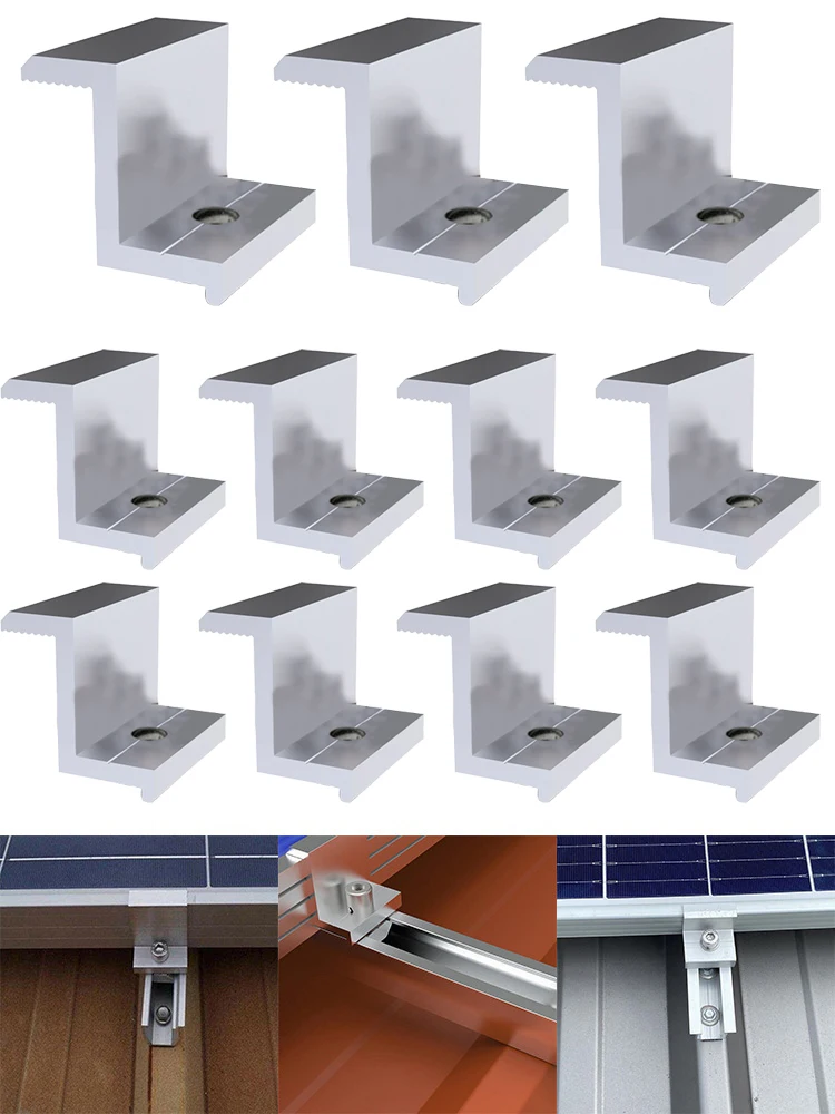 10 бр. аксесоари за закрепване на фотоволтаични слънчеви панели клас скоба от алуминиева сплав 40 мм, клас скоба резервни Части за слънчева енергия Аксесоари