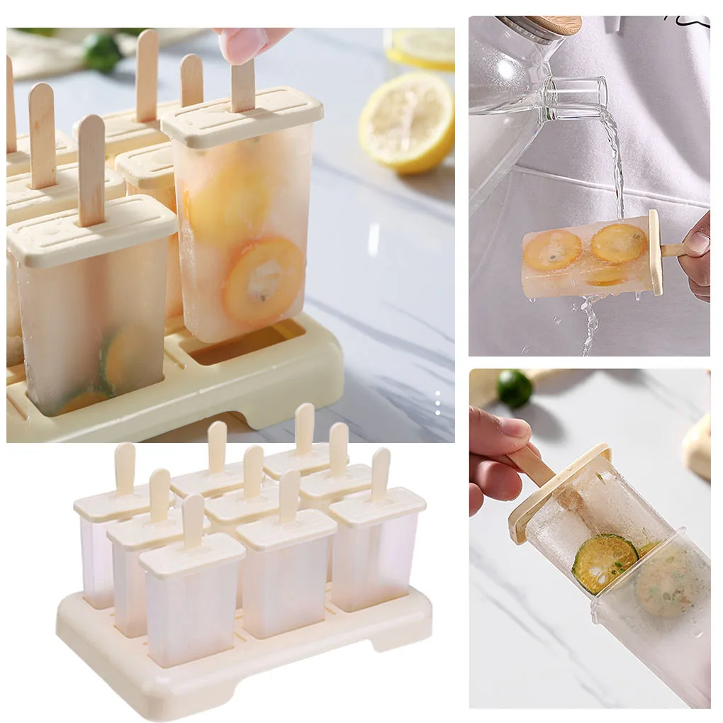 Форма за сладолед квадратна форма, с 2/4/6 мрежи, направи си сам, десерт, фруктовница ръчно, многократно тава за кубчета лед, popsicle, домашна мороженица