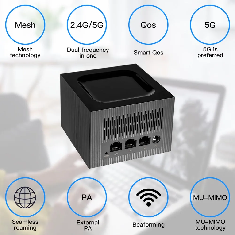 Мрежов маршрутизатор AC1200M WiFi Рутер Ретранслатор двойна лента 2,4 G/5,0 Ghz Вътрешна Антена Добра Пропускливост Лесна Настройка Силен сигнал