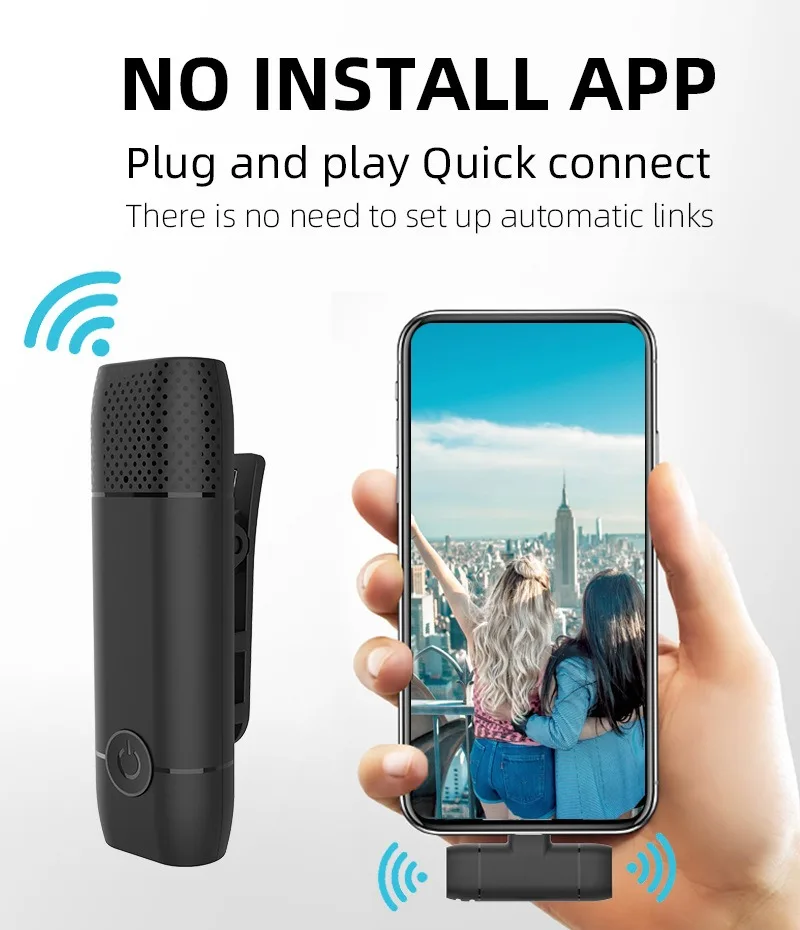 Безжична петличный микрофон Мини преносим аудио видео шумоподавляющий гърдите микрофон M9 за iPhone, Android Phone Live