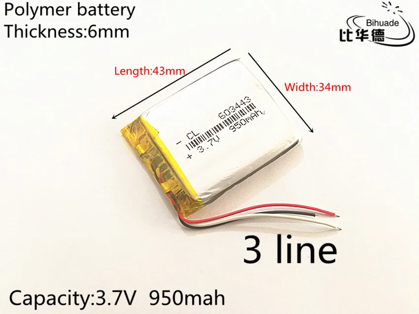 3 линия 3,7 950 mah 603443 батерия за таблет батерия за мобилен телефон, Mp3 MP4, MP5 GPS