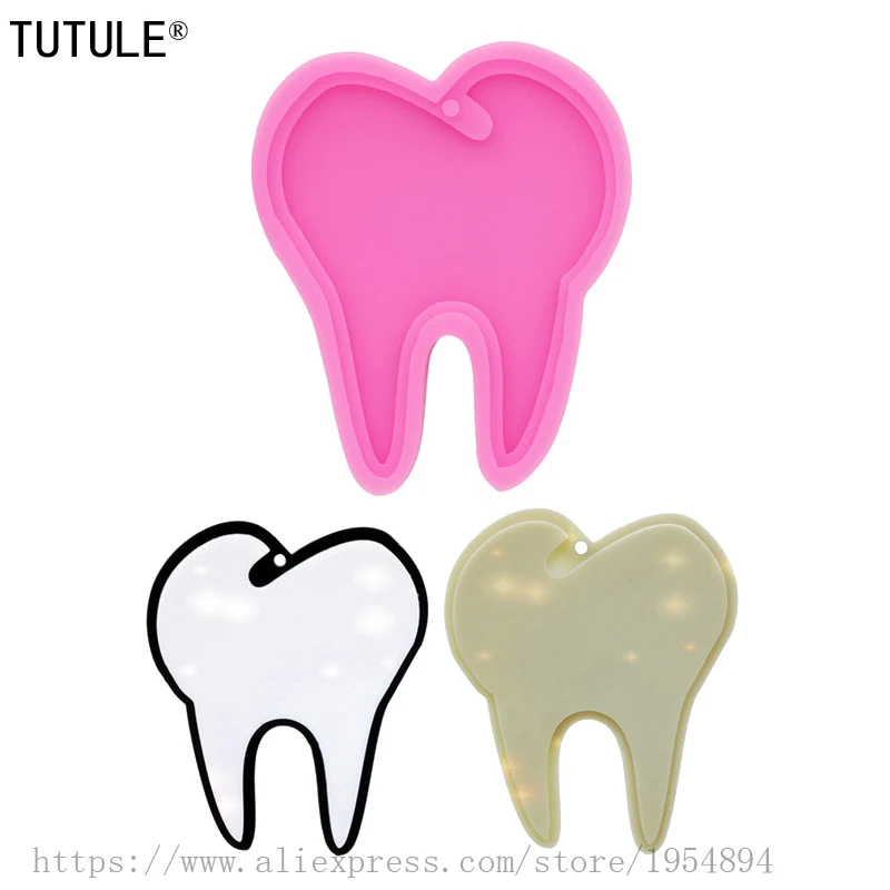 Форма за ключодържател с блестящи зъби -Блясък-Блестяща форма от епоксидна смола за зъби-Окачване-Етикет/ колие с обеци-Ключодържател-Форма за феята на зъбките