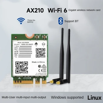 AX210 Трехдиапазонная Безжична Мрежова карта на Нова Зелена 2,4 Ghz/5 Ghz/6 Ghz 5374 Mbit/BT5.2 Wifi 6E Безжичен модул 802.11 AX Поддръжка на МУ-MIMO