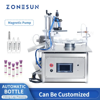 ZONESUN Автоматична машина за бутилиране на течности, пресоване, таван, магнитен помпа, машина за опаковане на бутилки с реактиви с малък обем