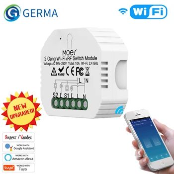GERMA 2 Банда САМ Умен WiFi RF433 Модул ключ Smart Life/Sasha APP RF дистанционно управление, Работи с Алекса Google Home 1/2 Way