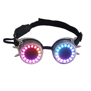 Пикселова led очила, акумулаторни слънчеви очила с нитове, лещи за калейдоскоп, 366 режими, цветни светлини, светлинен очила