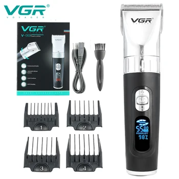 Машинка за подстригване за коса VGR, професионални електрически тримери, безжична машина за подстригване на коса, акумулаторна батерия led дисплей V 069