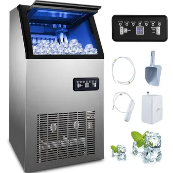 Търговска машина за лед машина, 110 кг/24 ч под тезгяха машина за лед с 22 лири за съхранение за дома, офиса, ресторанта, кафенета Б