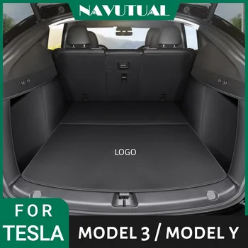 За Tesla, Модел 3 Y Автоаксесоари Авто Мат 2017-2023 Кожен Материал Пълно Покритие На Багажника На Колата Подложки Заобиколен От Водоустойчив