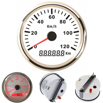 Безплатна Доставка 85 мм Бели GPS Скоростомера Устройство 0-120 км/Ч LCD Скоростомера с Червена Подсветка Антена за Автомобил Камион с Лодка