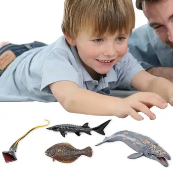 Малки дълбоководни животни, набор от играчки за мини-животните, реалистична фигурка на подводни същества, 4 бр., семейни интерактивни играчки за