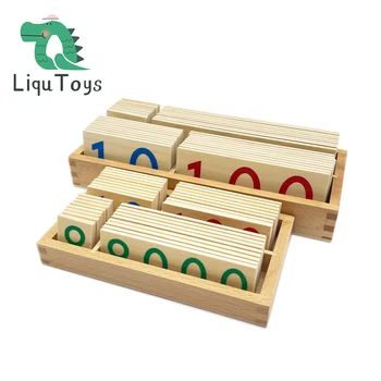 Материали LIQUID Montessori - Малки дървени карти с цифри в кутия (1-9000) Играта 