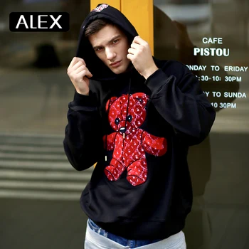 Мъжки hoody Alex Plein от 100% памук с бродерия плюшено мече, эстетичная hoody голям размер Steetwear, мъжки модни дрехи за мъже, нова