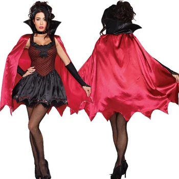 Женски секси готически костюм на вампир за възрастни дами на Хелоуин, класическа ролева игра вампир, костюмиран за парти, униформи с нос