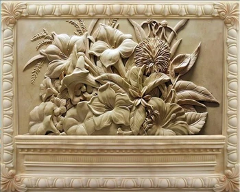 Beibehang 3D фотообои, европейски цветя са изписани с фрески, спалня, всекидневна, ТВ-на фона на тапети, тапети за дома