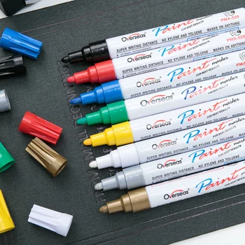 12 цвята боя, химикалки, маркери, водоустойчиви бързо съхнещи мастила на маслена основа, многоцветни маркери за метал, дърво, пластмаса, камъни, стъкло