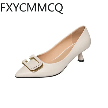 FXYCMMCQ 2023 Есен Нови Обикновен Дамски обувки на висок ток с остър пръсти, Размер 32-47, Темперамент, Всички видове професионални пътувания на работа, HG115