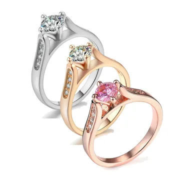 Двойна класически годежен пръстен за жени, многоцветное, допълнително AAA + кубичен цирконий, мода декорация за годеж R064-M