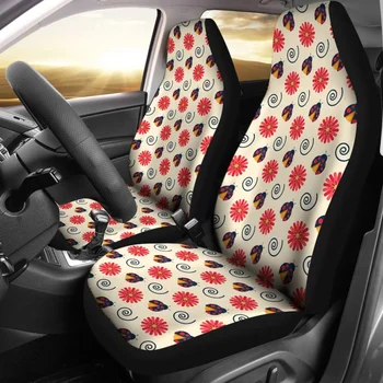 Покривала за автомобилни седалки, изработени по поръчка под формата на розово-червена калинка, комплект от 2 универсални защитни покривала за предните седалки