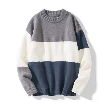 2023 Пролетно-есенните модни ежедневни мъжки пуловери, вязаный шарени мъжки пуловер, мъжки пуловери Оверсайз, Джърси, дрехи Homme Q288