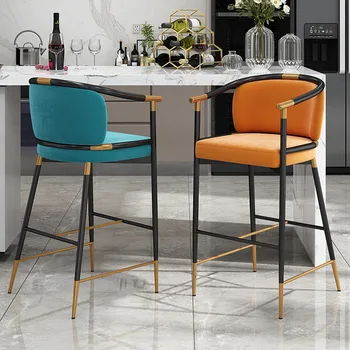 Дизайн метална бархатного бар стол за сядане за кухня с Минималистичен прием Минималистичен луксозна маса за хранене, стол за Бар стойка за спални Мебели Sandalyesi