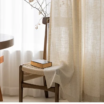 Памучен бельо завеса от прежди японски ленено цвят, завеси, щори, спалня, хол, кабинет, завеса за всекидневна, индивидуален размер