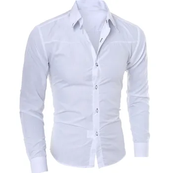 20201 Нови бели мъжки ризи с дълъг ръкав, лятна градинска приталенная мъжки социална Ежедневни бизнес бяла риза, домашна риза #21