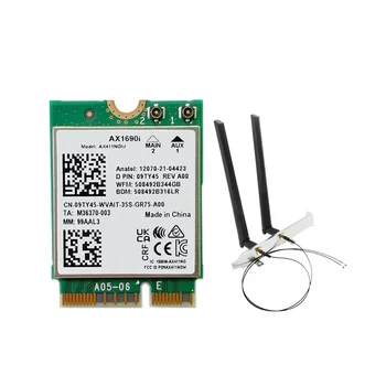AX1690I WiFi Карта с антена 2X8 DB AX411 Wi-Fi 6E Скорост 2,4 Gbit/s, 802.11n Ax 2,4/5 / 6 Ghz Безжичен модул Bluetooth 5,3