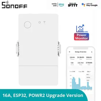 SONOFF POW Origin 16A Wifi умни електромера, преминете на текущото напрежение, кумулативни консумация на енергия в режим на реално време с Алекса Google