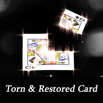 Скъсани и възстановени карти трикове, трикове, близък план, вълшебна визуална карта, възстановяване на покер, Магическа игрална карта, подпори за илюзии