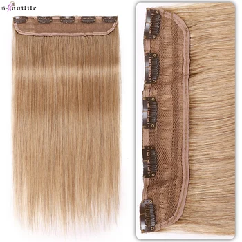 S-noilite Скоба за удължаване на косата, коси, 5 щипки, перука 14-24 инча, 75-105 г, натурална шнола за коса разширения, гъста руса коса