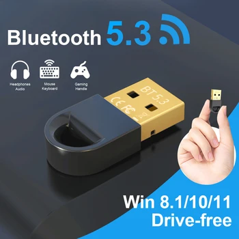 USB Bluetooth адаптер, Bluetooth 5.3 Безжичен БТ приемник предавател Adaptador за PC Говорителя на Мишката Музикален аудиоадаптер