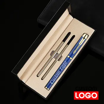 Луксозни метални гел химикалки в кутия за подарък с потребителски логото на Офис и ученически пособия Опаковка луксозни кутии за бизнес Роликовая дръжка стационарната