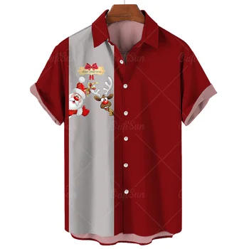 Коледна риза, блузи с къс ръкав с 3D принтом, тениска с изображение на животни, шарени ризи, outdoor облекло, фестивал на мъжко облекло
