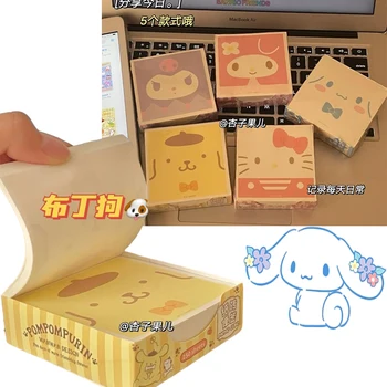 Kawaii Кити Sanrio Portable Notepad Memo Sanrio Лепкава Бележник за водене на Записки с Мелодия Cinnamoroll Хартиен Знак Съобщения Детски Подарък