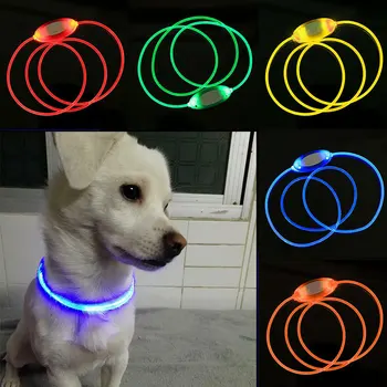 7 цвята, нов led мига нашийник за кучета, с каишка за сигурност за домашни любимци, водоустойчив светещи нашийник за нощно ползване, очевидни стоки за домашни любимци срещу загуба на