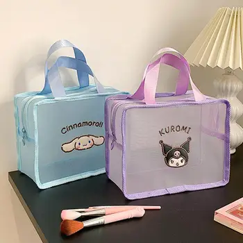 Sanrio Цвят на Окото Косметичка с деколте My Melody Мъкна Cinnamoroll, Прозрачна Квадратна Чанта за малки Неща с Голям Капацитет