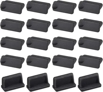 20 парчета, силиконова капачка на USB порта A2, защита от прах, 12.3 mm x 3,5 мм, черен