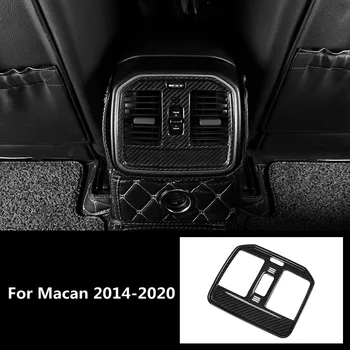 За Porsche Macan 2014-2020 Черно истински въглеродни влакна дизайн на интериора на колата стикер на задната част на гнездото на Капака литьевая покритие