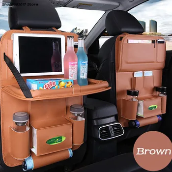 За Toyota C-HR CHR 2019 2020 2021 чанта-мат от изкуствена кожа, органайзер за облегалката на автомобилната седалка, чанта за съхранение, сгъваема маса за хранене