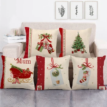 Възможност за избор от възглавници с изискана празнична украса, калъфка за дивана, Дядо Коледа, калъфка за празнична украса, бельо калъфка 45 см x 45 см