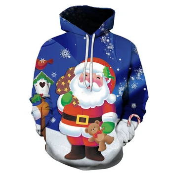 Дядо Коледа и Снежен човек, модни блузи с 3D принтом, пуловери унисекс, hoody, ежедневни свитшоты, уличен спортен костюм