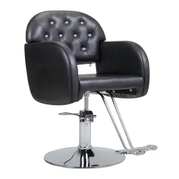 Просто grooming стол от PVC кожа с диамант хидравличен подем, коса стол, стол за салон за красота, черен [в наличност в САЩ]