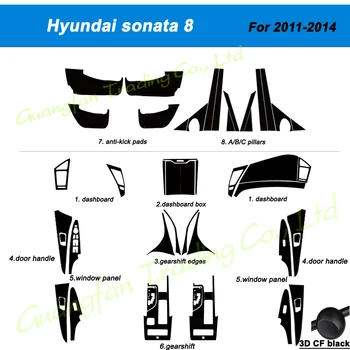 За Hyundai Sonata 8 2011-2014 автомобилен стайлинг 3D/5D от въглеродни влакна Интериора на централната конзола Промяна на цвета на Мултимедия Етикети Етикети