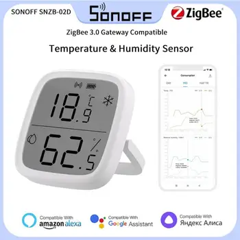SONOFF SNZB-02D Zigbee LCD интелигентен Сензор за температура и влажност на въздуха ПРИЛОЖЕНИЕ За наблюдение в реално време на Работа с ZB Bridge-P / ZB Dongle/NS Panel