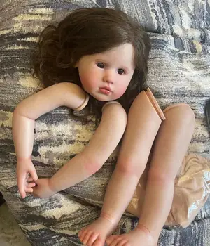FBBD Artist Ограничена доставка Кукла Реборн Бебето Луиза С Кестенява Коса Ръчна изработка, 100% Ръчна изработка, Корпус от специална материя