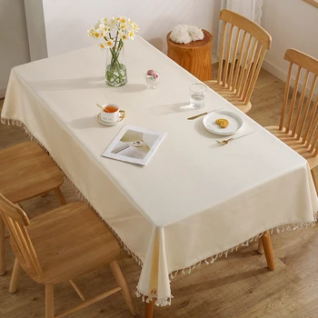 Памучен бельо покривка правоъгълен плат за масата за хранене арт масичка за чай подложка за маса покривка