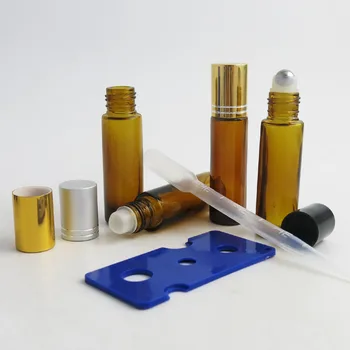 360 бр./лот, 10 мл, стъклени кехлибар бутилка с ролки за етерични масла, за многократна употреба флакони за парфюми, контейнери за дезодоранти